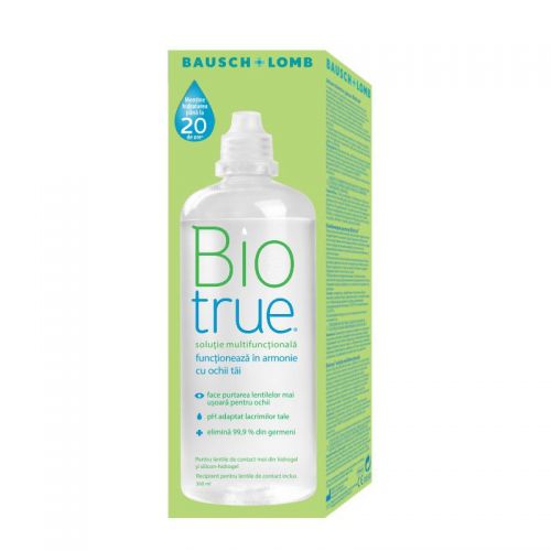 Solutie pentru lentile de contact Biotrue 360 ml + suport lentile de contact inclus