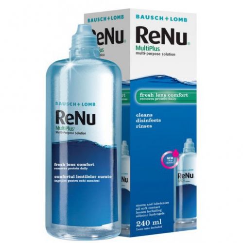 Solutie pentru lentile de contact ReNu MultiPlus 240 ml + suport lentile de contact inclus